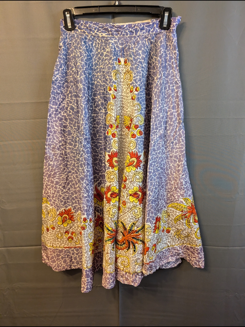 VTG 60s Madalyn Miller Original Folk Art Border Maxi Skirt High Waist 26"